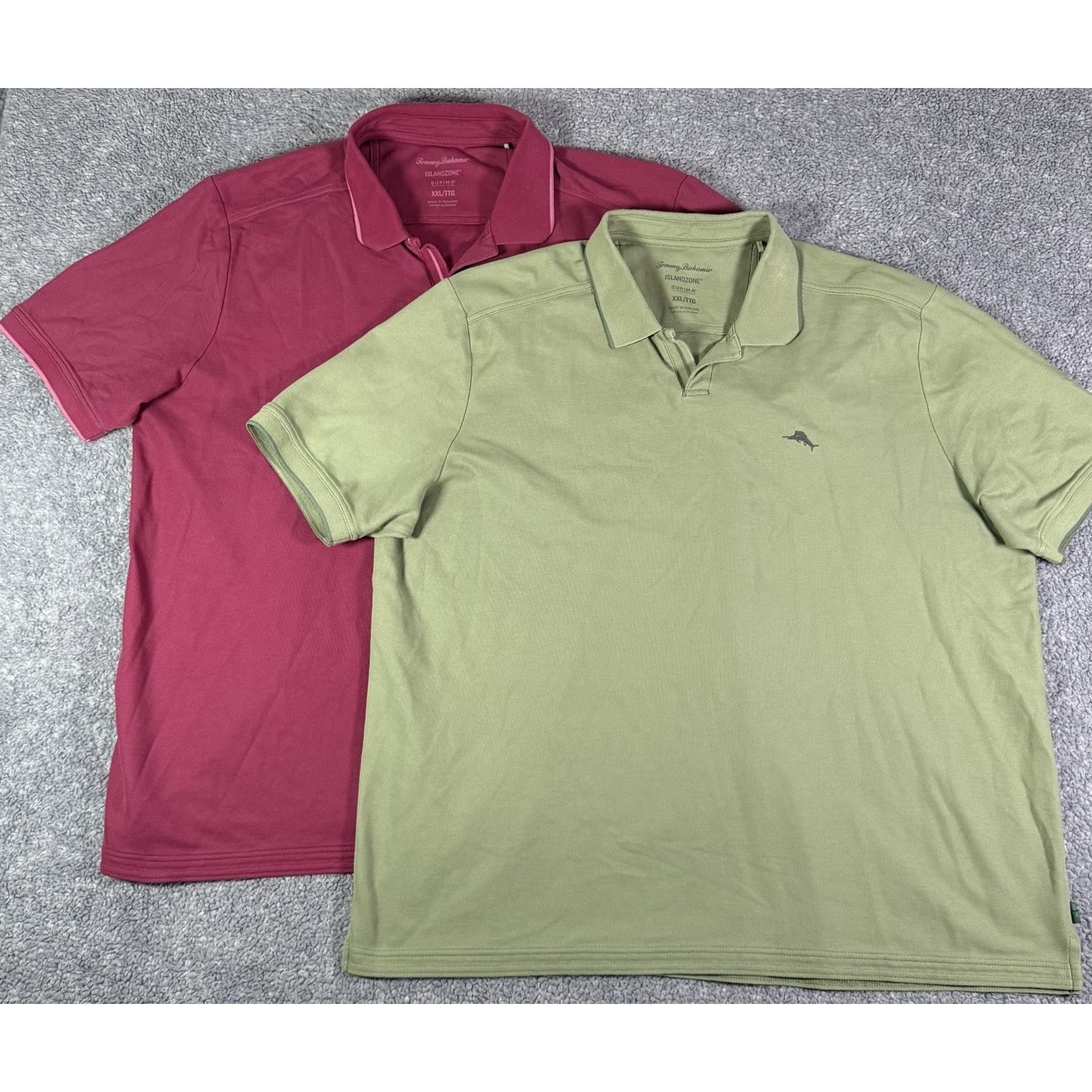 Tommy Bahama Polo Shirt Men 2xl Blue Johnny Collar Islandzone Emfielder Lot Of 2
